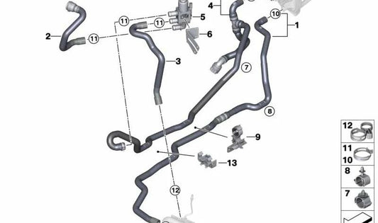 Manguera de refrigerante de avance OEM 64219117806 para BMW G01, G02. Original BMW.