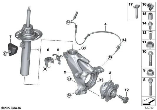 Crash-Hebel derecho para BMW Serie 2 F44, X1 F48, F49N, U11, U12, X2 F39 (OEM 31315A2FCD2). Original BMW