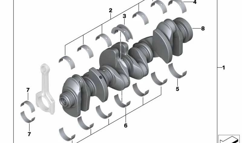 Crankshaft without bearing OEM 11218639009 for BMW F15, F16. Original BMW.