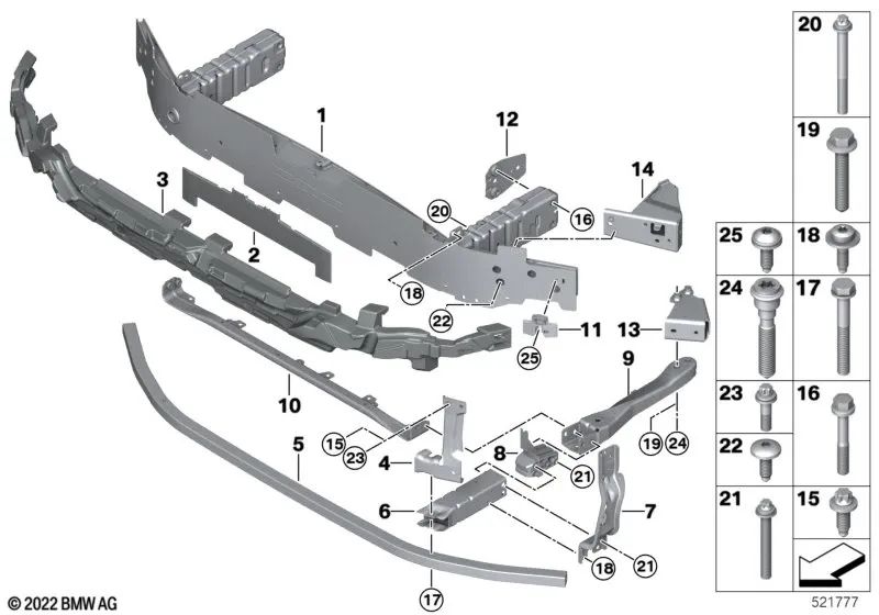 Crashbox left for BMW F70, U06, U11, U12, U10 (OEM 51118737253). Original BMW