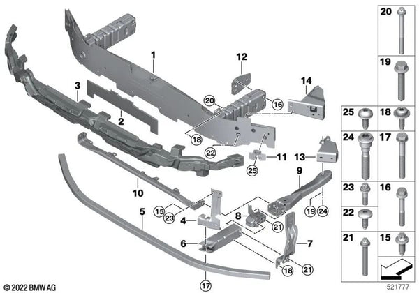 Tornillo hexagonal con arandela para BMW F20, F21, F40, F22, F23, F44, F45, F46, F87, U06 (OEM 07147411870). Original BMW