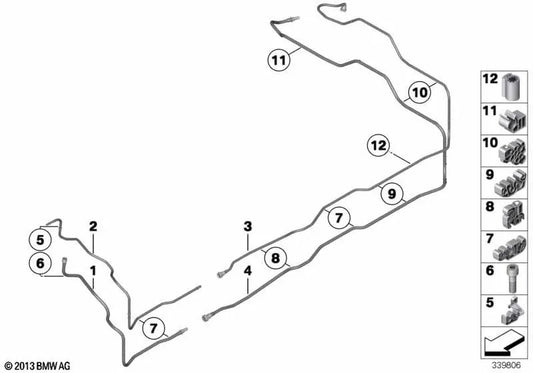 Conducto de aire de enjuague delantero para BMW F01, F01N, F02, F02N, F04 (OEM 16127186248). Original BMW