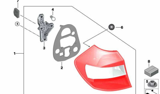 Junta luz trasera derecha para BMW E81, E87 (OEM 63217199768). Original BMW