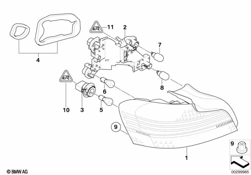 Luz trasera derecha para BMW E82, E88 (OEM 63217285642). Original BMW