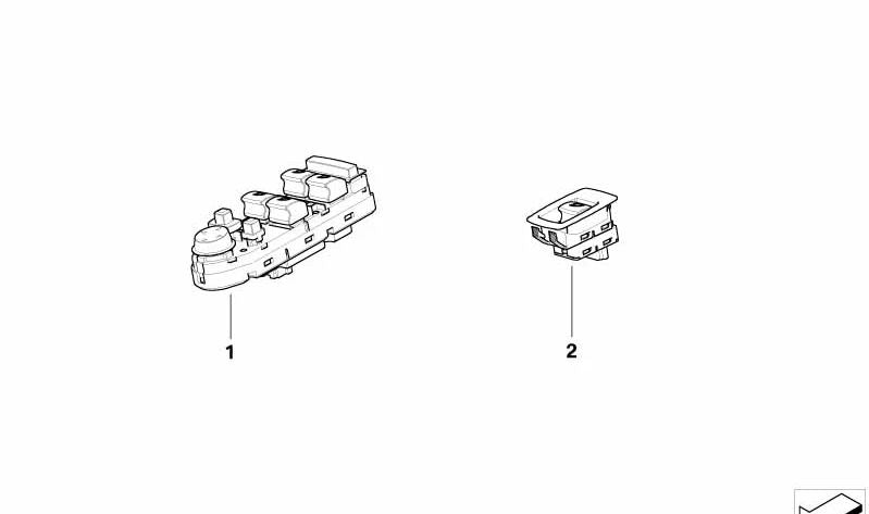 Driver Side Window Lifter Switch for BMW 5 Series E60, E61N (OEM 61319122112). Original BMW