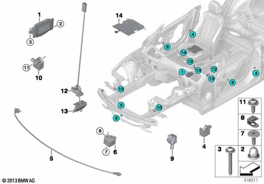 Sensor Protección de Peatones LWL para BMW F34, F34N (OEM 65769318775). Original BMW.