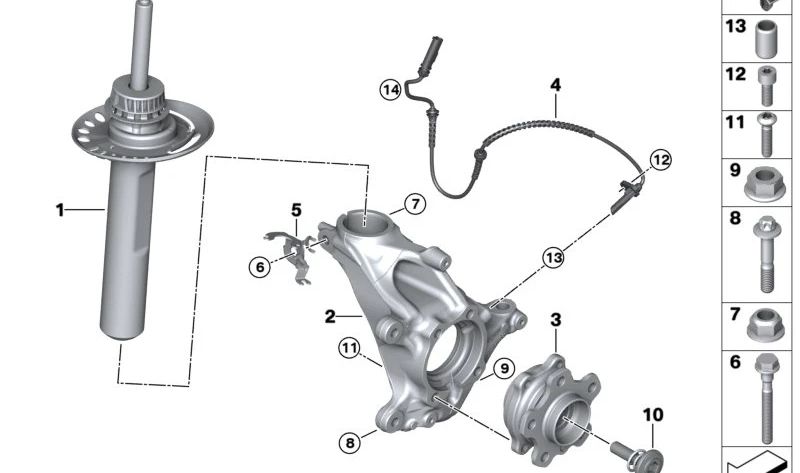 Amortiguador delantero derecho para BMW U06 (OEM 31306896342). Original BMW