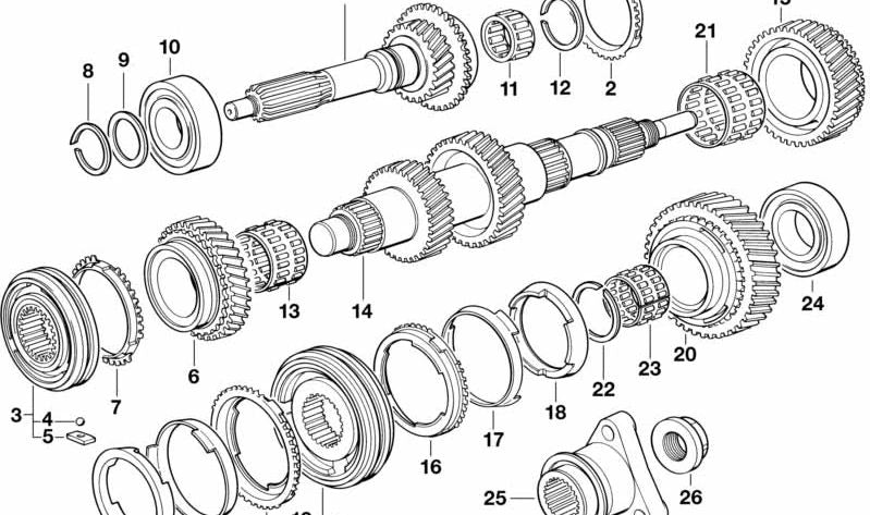 Needle bearing for BMW E87, E36, E46, E34, E39, E85 (OEM 23211282572). Original BMW