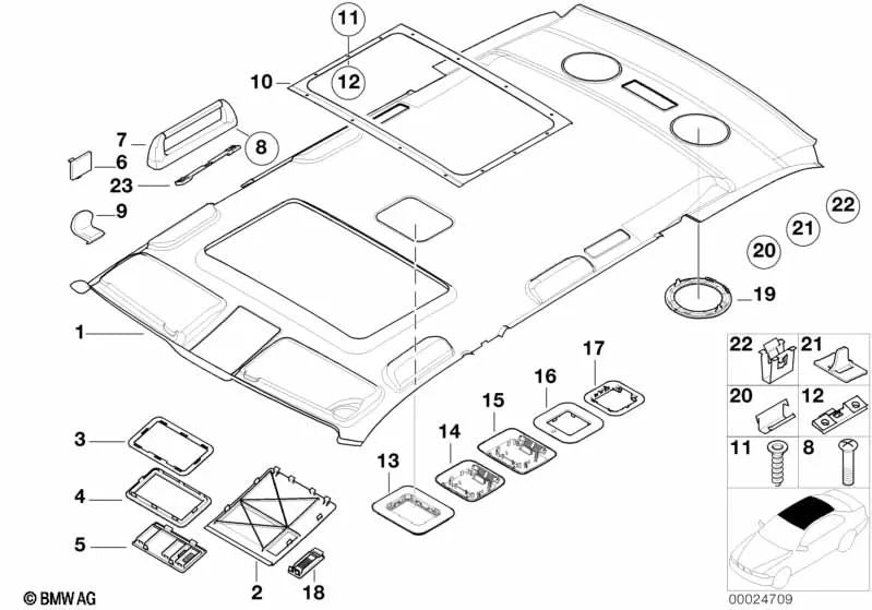 Cubierta de protección interior para BMW Serie 5 E39 (OEM 51448206616). Original BMW