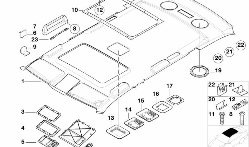 Tapa de cubierta para asidero para BMW Serie 5 E39 (OEM 51168268642). Original BMW