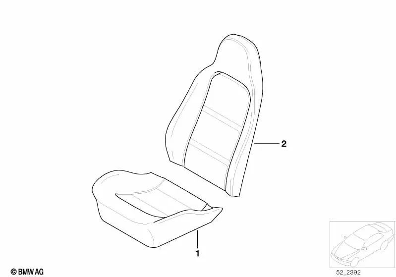 Parte de Tapicería Respaldo Derecho para BMW varios modelos (OEM 52108411352). Original BMW