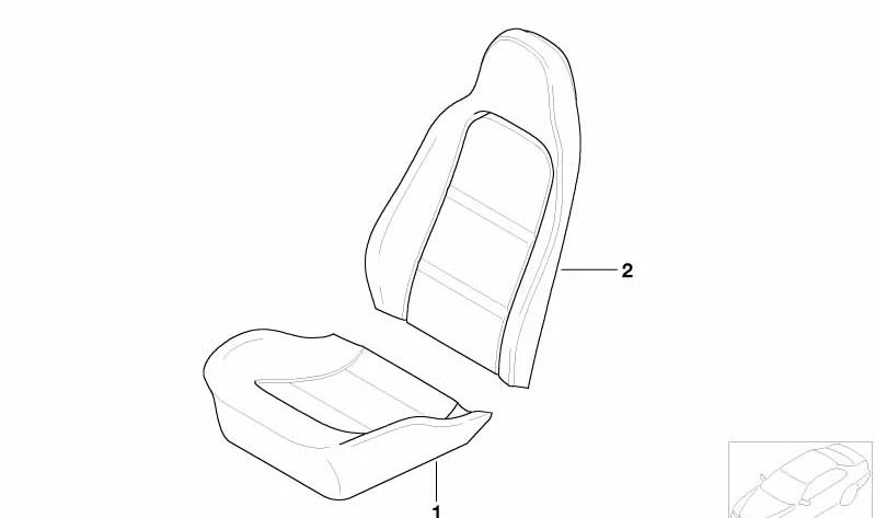 Parte del cojín respaldo derecho para varios modelos de BMW (OEM 52108410018). Original BMW.