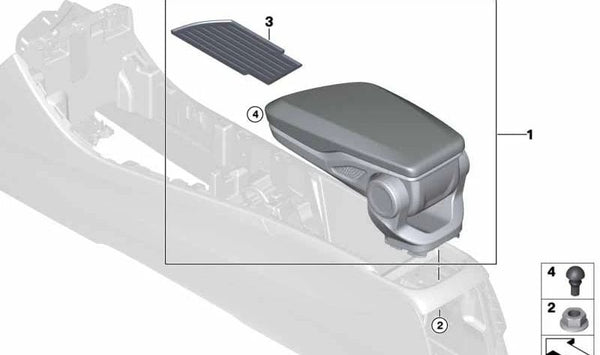 Reposabrazos Central para Compartir Coche para BMW Serie 2 F45, F46, X1 F48, X2 F39 (OEM 51169321849). Original BMW