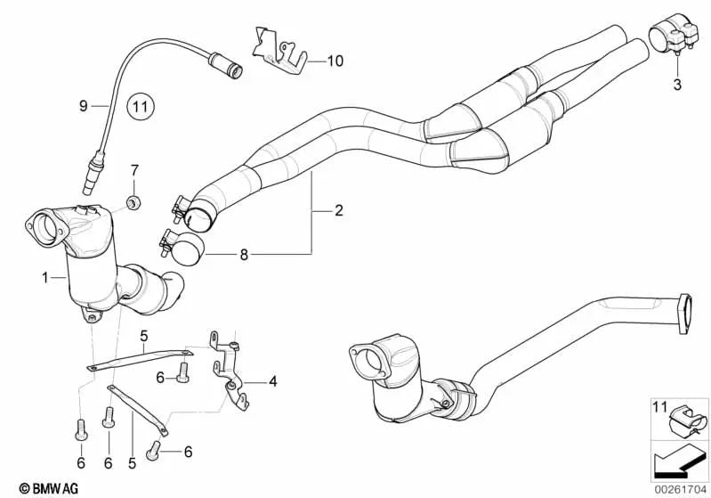 Silenciador intermedio para BMW Serie 3 E46 (OEM 18307790102). Original BMW