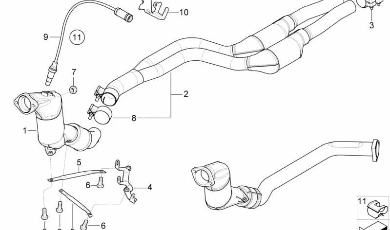 Soporte catalizador cerca del motor para BMW Serie 3 E46 (OEM 18207780072). Original BMW