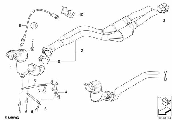 Silenciador intermedio para BMW Serie 3 E46 (OEM 18307790102). Original BMW