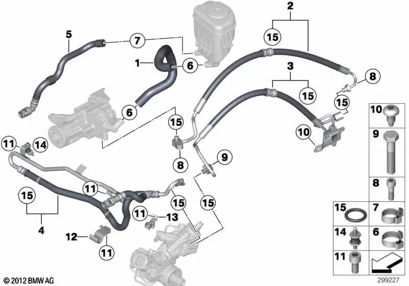 Dehnschlauch 1.Teil para BMW Serie 5 F07, F10, F11, Serie 6 F06, F12, F13, Serie 7 F02N (OEM 32416798235). Original BMW