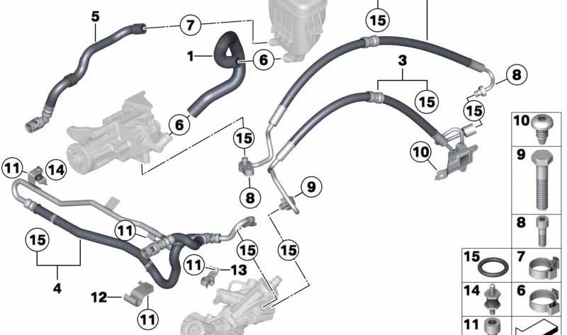 Línea de retorno para BMW F07, F10, F11, F06, F12, F13, F02N (OEM 32416793550). Original BMW