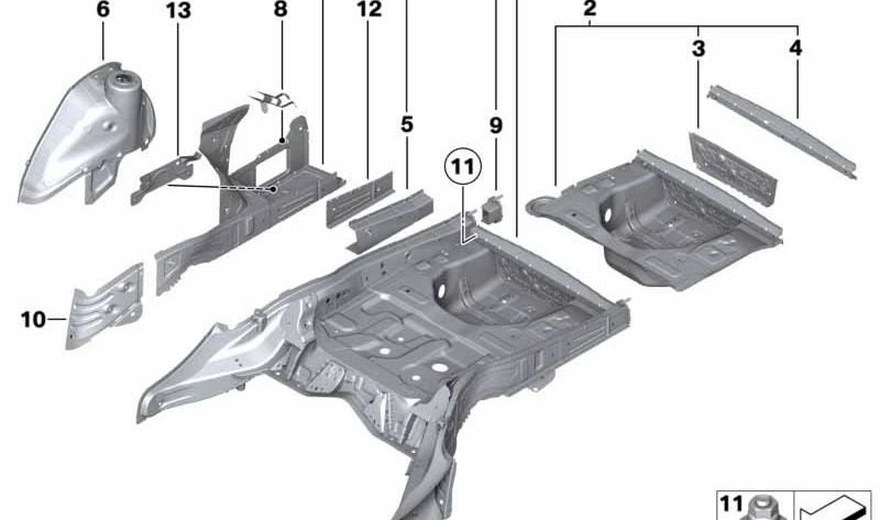 **Suelo del maletero trasero OEM 41127263818 para BMW F06, F12, F13. Original BMW**