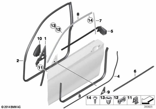 Protección de canto puerta delantera izquierda para BMW F21, F21N, F22, F22N, F87, F87N (OEM 51727348419). Original BMW.