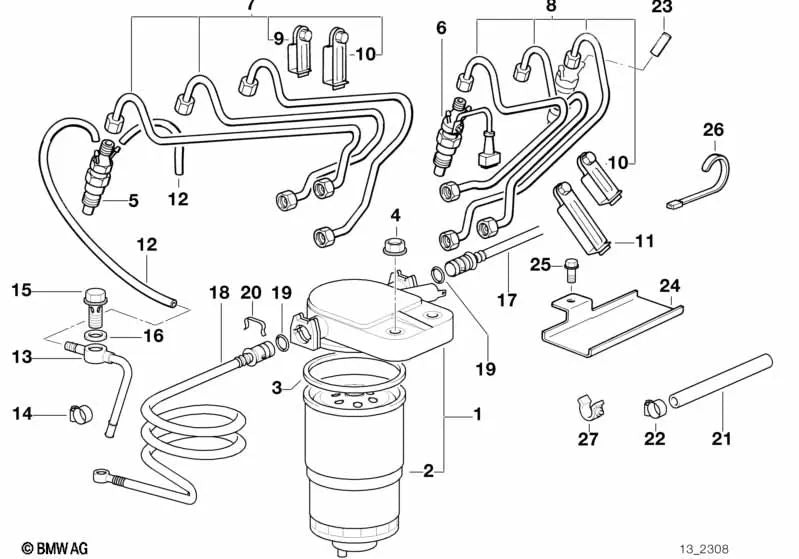 Ersatzfilter für BMW E36, E34, E39, E38 (OEM 13327786647). Original BMW.