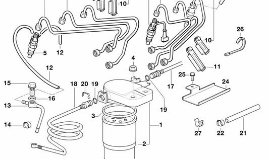 Abrazadera de tubo OEM 13532246558 para BMW (E36, E34, E39). Original BMW.