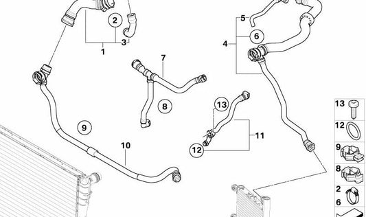 Manguera de refrigerante OEM 17123415448 para BMW E83 (X3) · Original BMW