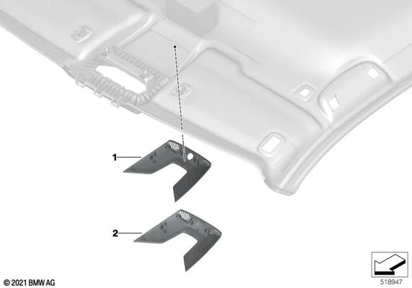 Cubierta del centro de funciones del techo en color marfil para BMW U06, U11, U12 (OEM 61315A30299). Original BMW.