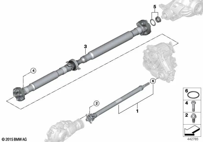 Rear Cardan Shaft for BMW 5 Series G30 (OEM 26108663410). Original BMW.