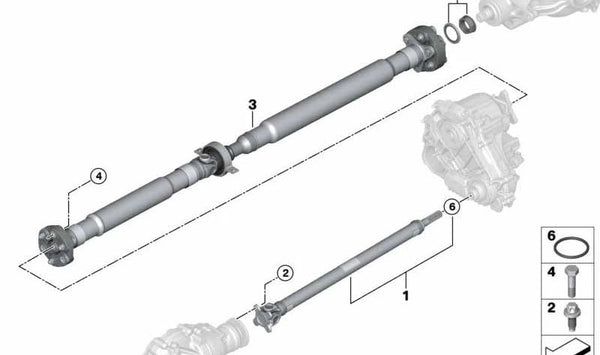 Eje de transmisión para BMW Serie 3 G20, G21, Serie 4 G22, G23 (OEM 26109846634). Original BMW.