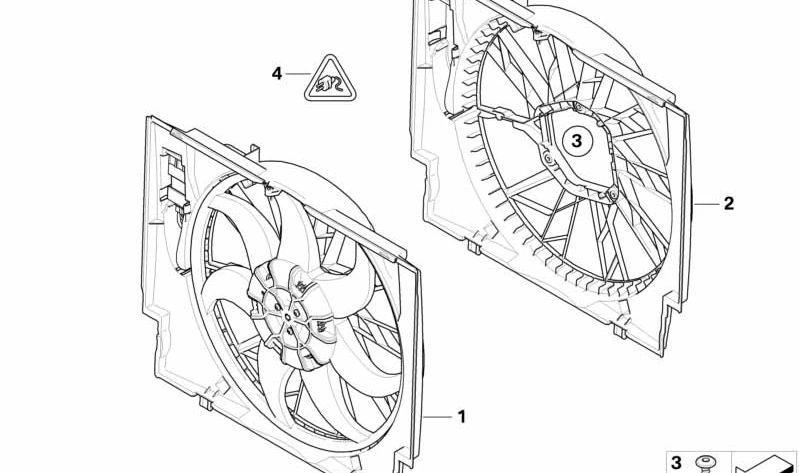 Carcasa del ventilador para BMW Serie 5 E60N, E61N (OEM 17427569921). Original BMW