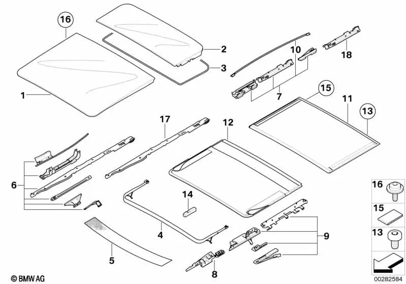 Slider Insert for BMW 3 Series E91, E91N (OEM 54103416966). Genuine BMW.