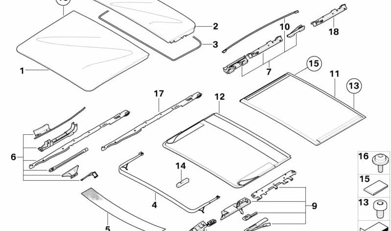 Rear Sunroof Lid Seal for BMW E91, E61, E83, E53, E70 (OEM 54137127565). Original BMW.