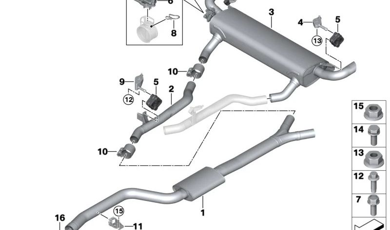 OEM -Zwischenrohr 18308487384 für BMW G07. Original BMW.