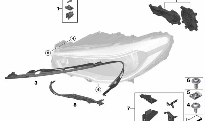 Junta para faro delantero derecho OEM 63117233890 para BMW Serie 5 GT (F07). Original BMW.