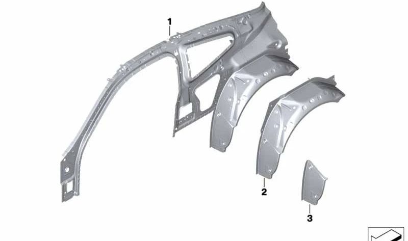 Right Inner Side Frame OEM 41007494420 for BMW F92, G15. Original BMW.