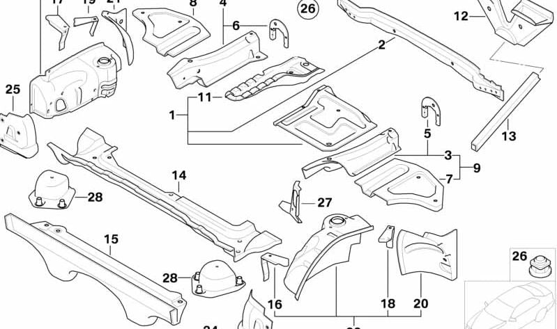 Linker Kofferraumboden für BMW Z4 E85, E86 (OEM 41127064665). Original BMW