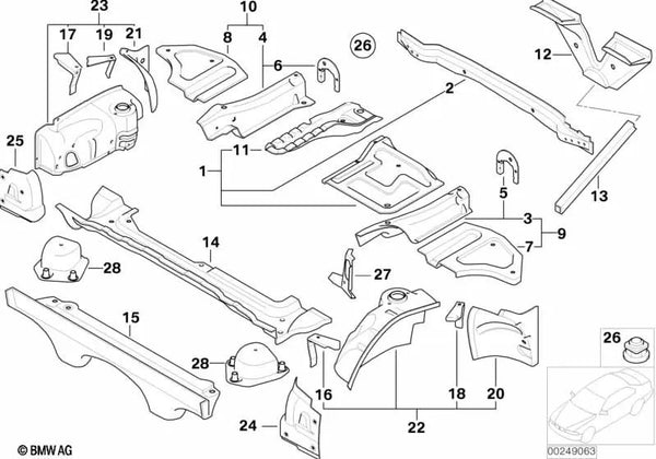 Suelo del maletero derecho para BMW Z4 E85, E86 (OEM 41127076084). Original BMW.