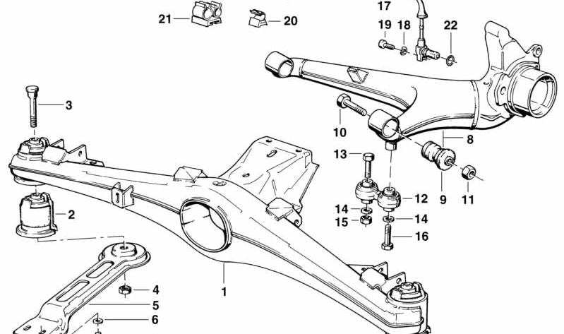 Soporte de eje trasero para BMW Serie 6 E24 (OEM 33311132741). Original BMW