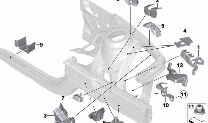 Soporte AGD inferior izquierdo para BMW F80, F82, F83 (OEM 41008060135). Original BMW