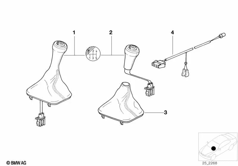 Cable para botón de cambio iluminado para BMW Serie 3 E30 (OEM 61102230890). Original BMW