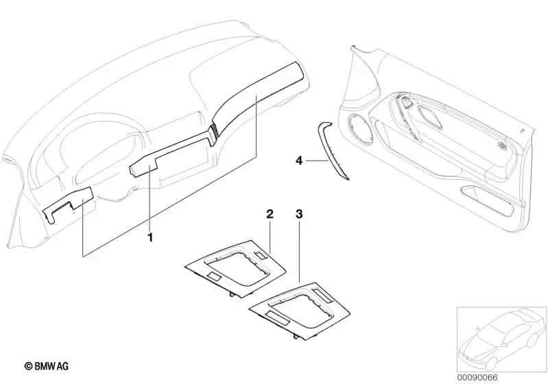 Compartimento de Aluminio para BMW E46 (OEM 51167902429). Original BMW.