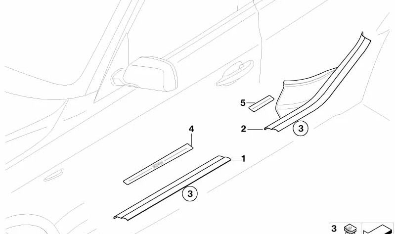 Carenado de entrada delantero izquierdo para BMW E83, E83N (OEM 51773412345). Original BMW.