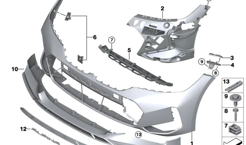 Guía parachoques izquierda superior para BMW Serie 3 G20, G21, G28N (OEM 51117422249). Original BMW.