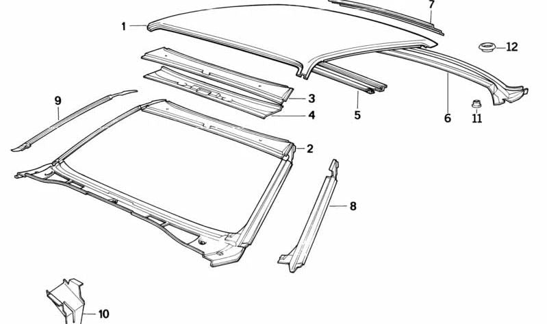 Marco inferior de la ventana trasera para BMW Serie 5 E34 (OEM 41321973697). Original BMW.