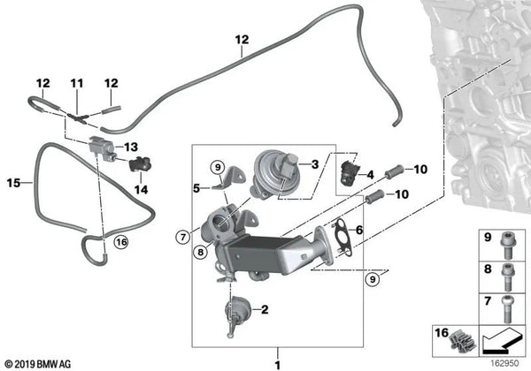 Enfriador de gases de escape para BMW E81, E82, E87N, E88 (OEM 11717806051). Original BMW