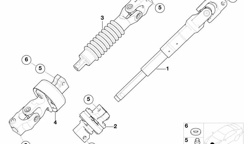 Eje inferior de dirección OEM 32306750815 para BMW E46. Original BMW.