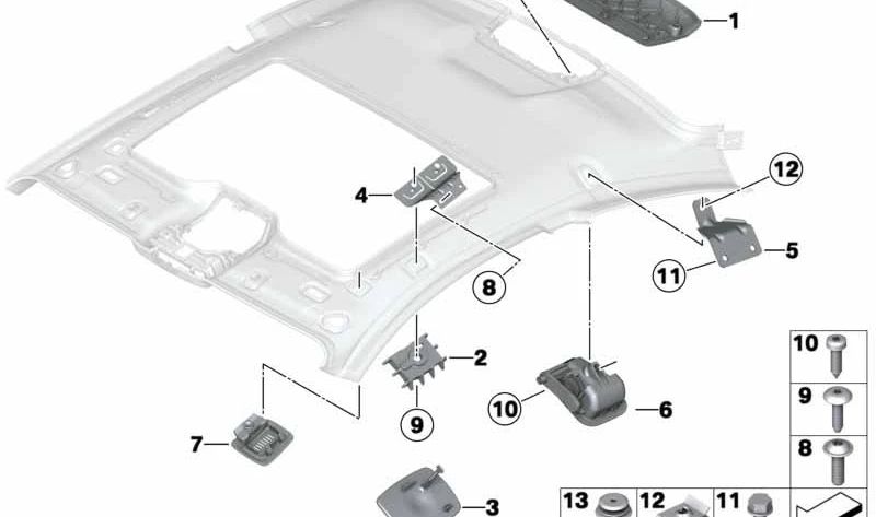 Cubierta del techo delantera para BMW Serie 6 E63, F13 (OEM 51167898266). Original BMW.