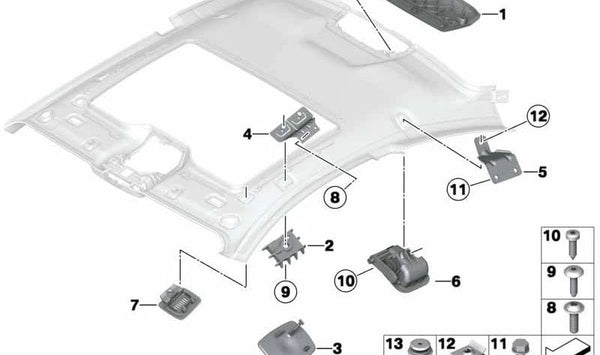 Cubierta del techo delantera para BMW Serie 6 E63, F13 (OEM 51167898266). Original BMW.