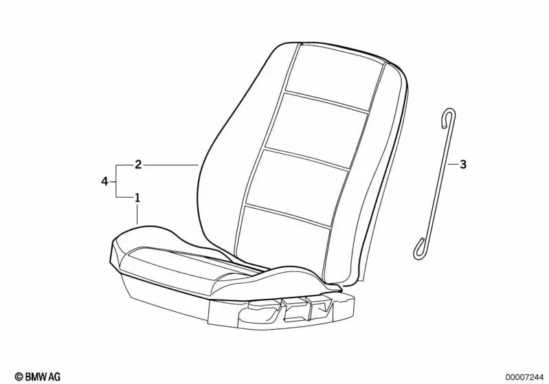 Forro Asiento Tela para BMW Serie 3 E36 (OEM 52108130693). Original BMW